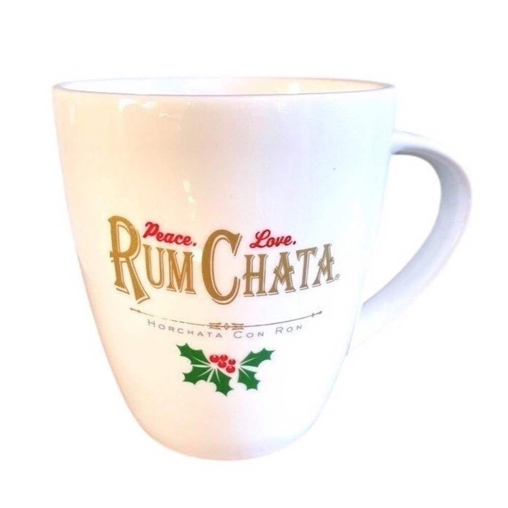 Rum Chata Peace Love Holiday Mug Coffee Cup White Ceramic‎ Christmas Gift Cocoa